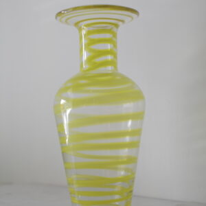 Vintage glassvase med gule striper
